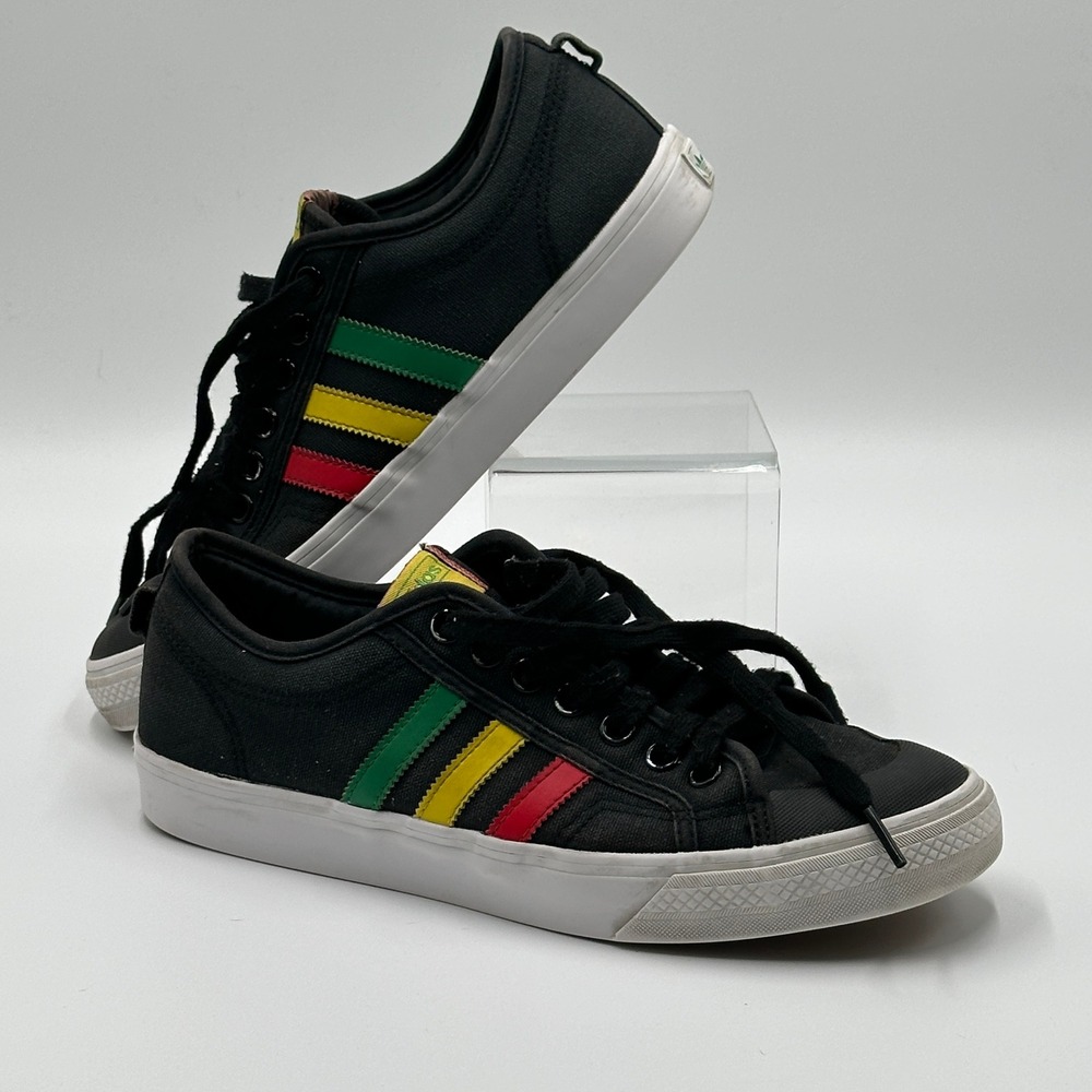 Vintage Adidas Nizza Lo 10.5 Mens Black Rasta Green Yellow Red Excellent Skate